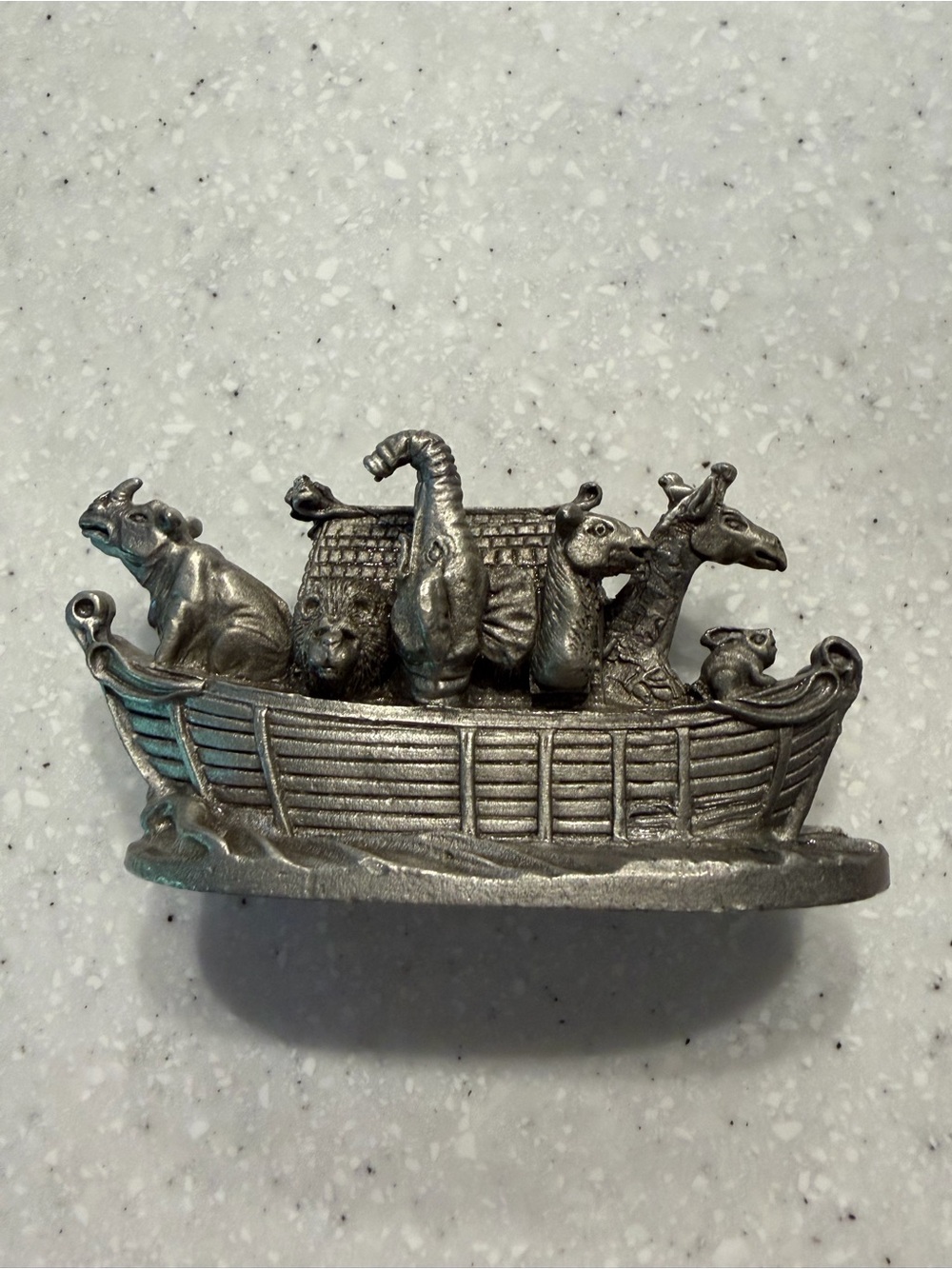Vintage Spoontiques Noah's Ark Pewter Figurine Bible School Miniature Animals